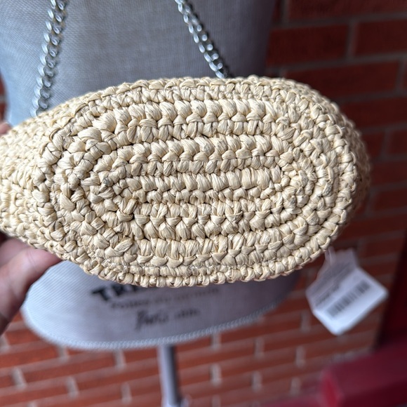 Stella McCartney falabella small shoulder bag crossbody half moon raffia chalk - Picture 11 of 14